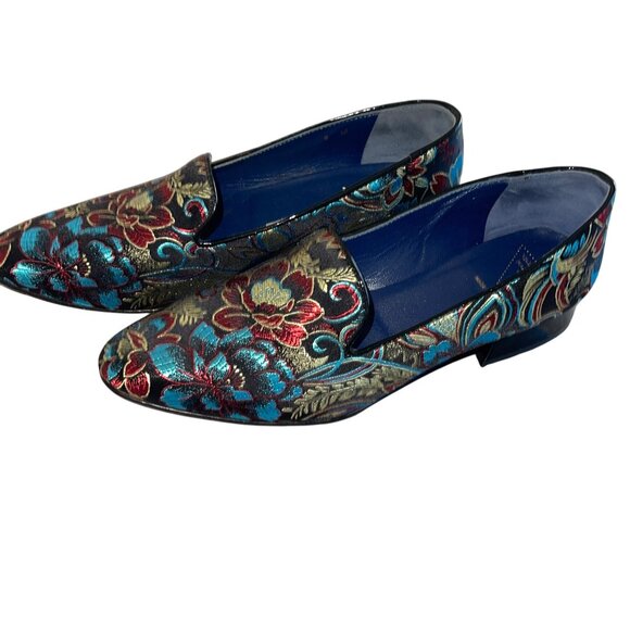 Valentina Ragoni Womens Loafer Size 8 Jacquard Floral Pattern Slip On Casual - Picture 2 of 16
